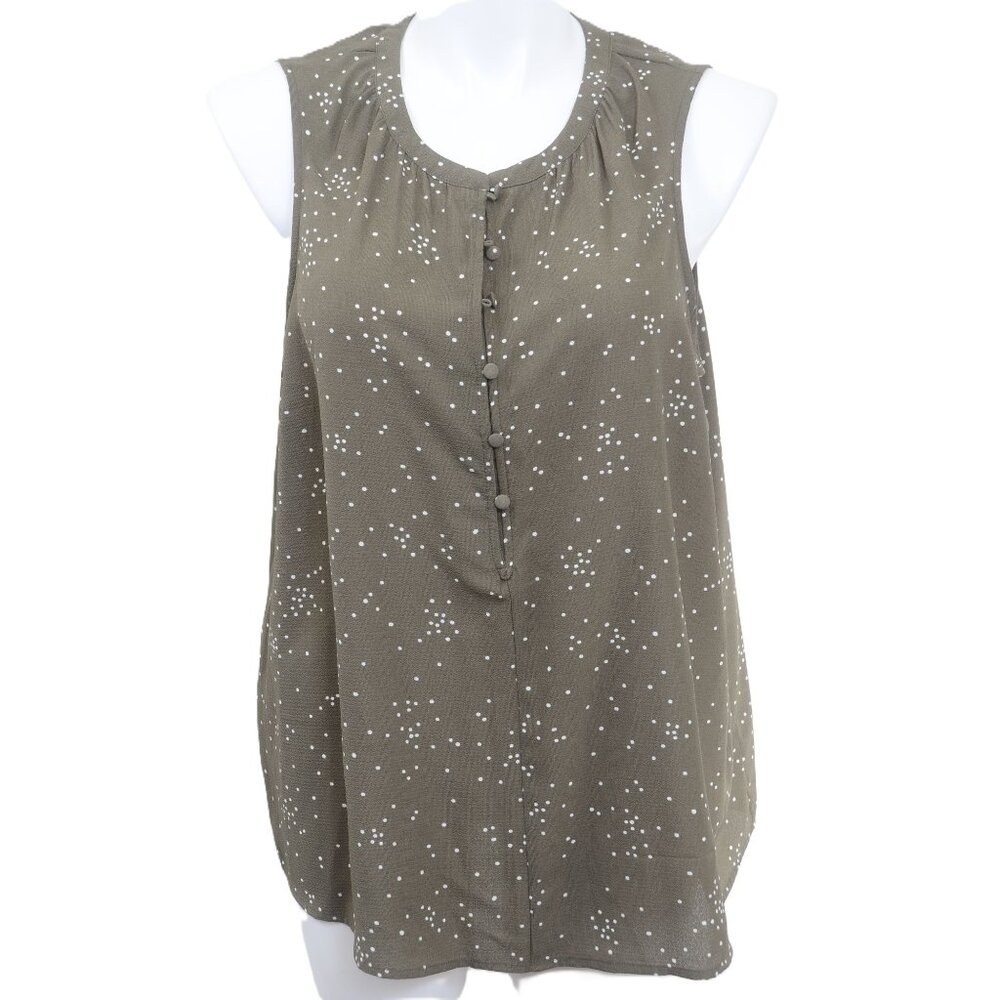 AVA VIV Women's PLUS Size 1X Green Spots Tank Top Shirt Stretchy Vacation Travel
